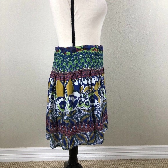 Angie Skirt Blue Geo Print Mini Boho Colorful Casual Vacation Womens Large - Picture 13 of 16